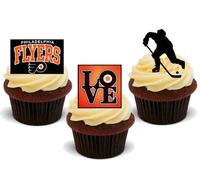 Ice Hockey Philadelphia Flyers Trio Mix - 12 Edible Stand Up Premium Wafer Card Cake Toppers Decorations
