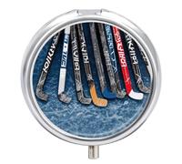 Ice Hockey Pills 3 Compartments Medicine Pill Case Portable Round Pill Holder Vitamin Holder Metal Medicine Decorative Organizer