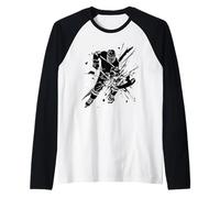 Ice Hockey Player Art Raglan Baseball Tee