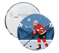 Ice Hockey Player Badge Metal Round Pins, Lightweight Brooch for Backpack, Fashion Button Pins Badge for Shirts, Jackets, Shawl Coat, Unisex, 12PCS, Tinplate, metal round pins