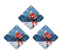 Ice Hockey Player Car Air Freshener, 3 Pcs Rhombus Hanging Air Freshener Cards, Long Lasting Fragrance Scented Cards for Car, Home, Office Gray-style