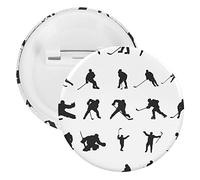 Ice Hockey Player Doing Different Actions 1 PC Round Tinplate Badge, Badge Lapel Tie Pin, Lightweight Button Badge for Women Men Office Worker Teacher Student Decor