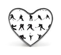 Ice Hockey Player Doing Different Actions Heart Badge Smooth Surface Lapel Tie Pin, Lightweight Badge for Women Men Office Worker Nurse Teacher Student Shirts Backpack