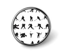 Ice Hockey Player Doing Different Actions Round Badge Smooth Surface Lapel Tie Pin, Lightweight Badge for Women Men Office Worker Nurse Teacher Student Shirts Backpack