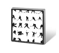 Ice Hockey Player Doing Different Actions Square Badge Smooth Surface Lapel Tie Pin, Lightweight Badge for Women Men Office Worker Nurse Teacher Student Shirts Backpack