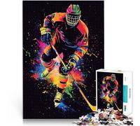 Ice Hockey Player in Action1000 Piece Jigsaws for teenagers Puzzle Pattern assembly with Fully Interlocking Randomly Shaped Pieces 38x26cm