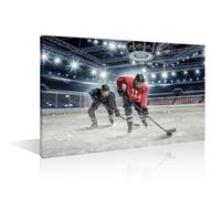 Ice Hockey Player on the Ice Decorations for Living Room Hockey Stick on Ice Paintings Pictures 1 Piece Canvas Wall Art Ice Hockey House Decor Framed Ready to Hang Posters and Prints, (12"Wx18"H)
