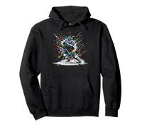 Ice Hockey Player Paint Splatter Art Sports Men Boys Kids Pullover Hoodie