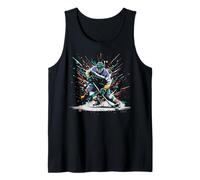 Ice Hockey Player Paint Splatter Art Sports Men Boys Kids Tank Top