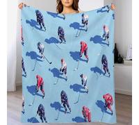 Ice hockey player pattern Print Throw Blanket Soft & Cozy blue Flannel Blanket for Sofa, Bed, or Couch Lightweight & Comfy for Kids, Adults, and Decor200 x 200cm