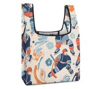 Ice Hockey Player Pattern Reusable Grocery Bag Foldable Shopping Bag