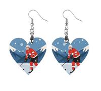 Ice Hockey Player Wooden Earrings for Women, Vintage Elegant Wood Jewelry, Lightweight Earrings for Wedding, Party, Everyday Jewelry Gift, Star, Wood, wood