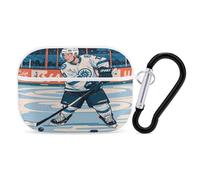 Ice Hockey Print Airpod Pro Case AirPods 2 Case for Women Hard Shell Protective Cover with Carabiner Keychain Compatible with AirPods Case 2nd 1st Generation, Front LED Visible White