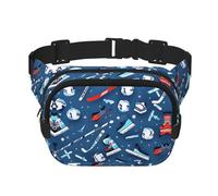 Ice Hockey print Print Square Double Layer functionality Waist Bag Unisex Crossbody Pack Travel Workout, Black, One Size