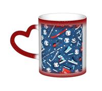 Ice Hockey Print Print Thermal Color Changing Mug, Ceramic Coffee Cup, Magic Mug for Home Office Cafe