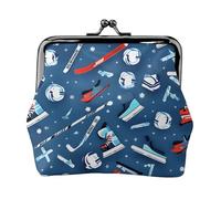 Ice Hockey Print Print Women'S Kiss Lock Coin Pouch, Mini Wallet For Cards And Lipstick, Soft Compact Purse
