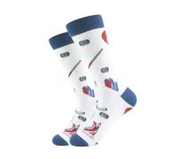Ice Hockey Socks, Cotton Blend, Ice Hockey Gift. UK Adult Size 7-10. (White)