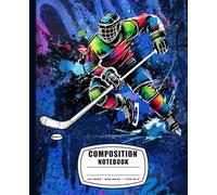 Ice Hockey Splash Art Composition Notebook Wide Ruled | Colorful Tie Dye Style Sports Journal for Boys, Teens, Students, and Game Day Fans
