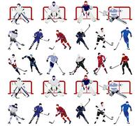 Ice Hockey Upholstery Fabric for Chairs,Hockey Player Winter Sports Outdoor Fabric by The Yard,Hockey Punk Hockey Stadium Fabric for Upholstery and Home DIY Projects,1 Yard,(L92*W150cm) Red White
