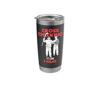 Ice Hockey Vintage Cross Checking It's How I Hug Stainless Steel Insulated Tumbler