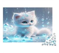 Ice Kitten Fantasy 1000pcs Jigsaws for Adults, Thick Cardboard, Ice Cat, Challenging Brain Teaser, Develops Fine Motor Skills, Great Family Activity for All Ages 70x50cm/1000pcs