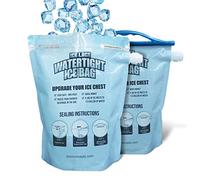 ICE LOCK Reusable Ice Packs for Coolers - Large Leakproof Ice Bags - Refillable with Cubed Ice, No Freezer Needed - 4 Layer Waterproof - Cold & Dry Storage with Drinkable Meltwater - (Pack of 2)