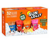 Ice Lollies Variety Pack 32 Ice Pops for Home Freezing - Cola, Strawberry, Exotic & Raspberry Flavours - Gluten Free Frozen Ice Pops Multipack by Boxed Treatz