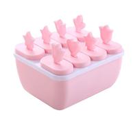 Ice Lolly Cream Maker Mold Tray DIY Popsicle Mould Yogurt Icebox with Sticks (Pink)