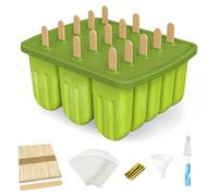 Ice Lolly Moulds 15 Pieces Ice Cream Moulds, Homemade Popsicle Molds, BPA Free Silicone Ice Pop Maker, with 100 Sticks, 100 Bags, 100 Sticks, Funnel, Brush