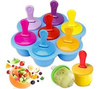 Ice Lolly Moulds, 7 Cavities Silicone Ice Lolly Moulds with Plastic Sticks, Reusable Popsicle Moulds and Storage Container for Homemade Food, Kids Ice Cream DIY Ice Pop Molds BPA Free (Blue)