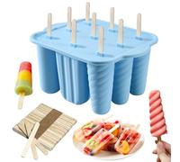 Ice Lolly Moulds, 9 Cavity Silicone Popsicle Mould with 50pcs Wooden Sticks, Reusable Ice Pop Moulds Homemade Popsicle Ice Pop Maker BPA Free Ice Cream Moulds for Kids Summer DIY Home Kitchen Tools