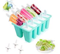 Ice Lolly Moulds, Lerryone Ice Cream Moulds 10 Pieces Reusable Silicone Popsicle Moulds, Food Grade BPA-Free Ice Pop Mould, Easy to Remove Ice Lolly Maker, Green