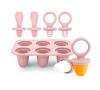 Ice Lolly Moulds, Pink, 6 Compartments, Ice Moulds, Water Ice Moulds Set Including Fruit Gnomes, Ice Lolly Sticks, Silicone Ice Moulds & Popsicle Moulds for Dessert Making Yourself