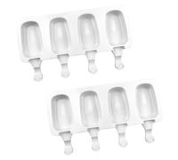 Ice Lolly Moulds Silicone 2 x 4 Cavity Ice Lolly Makers with 100 Sticks, 2 Packs Food Grade BPA-Free Popsicle Mould, for Creating Ice Cream with Milk, Whipped Cream, Coconut Milk or Yogurt