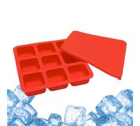 Ice Lolly Moulds, Silicone Freezer Molds | 9 Grids Silicone Soup Freezer Molds with Lid Freezer Cubes | Ice Cream Moulds for Cocktails, Large Ice Tray A