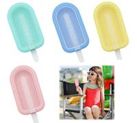 Ice Lolly Moulds,Silicone Ice Lolly Mould, with Sticks, 4 Pcs Set for Ice Cream Moulds and Ice Pop Moulds, Perfect for Family Gatherings and DIY Desserts, 3.74 * 2.13in