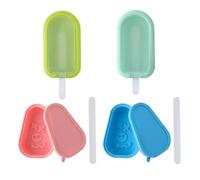 Ice Lolly Moulds with Sticks, 4 Piece Set with Reusable Design, Easy Release Silicone Ice Pop Moulds, Ideal for Home Use and Summer Treats, Includes Green Blue Pink Pig Designs