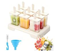 Ice Lolly Moulds with Sticks, 9 Cavities Popsicle Mould, BPA Free (White)