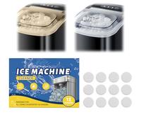 Ice Machine Cleaner and Descaler Tablets - 12 Pack Efficient Descaling & Deep Clean Effervescent Tablets,Compatible with All Ice Makers,Remove Limescale & Hard Water Buildup,Fresh Deodorising Formula
