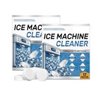 Ice Machine Cleaner Maker Descaler, 12 PCS Clean Tablets Ice Maker Cleaner Solution, Nugget Ice Makers Cleaning Kit Nickel Safe Scale Remover for Countertop Home Kitchen (2pcs)