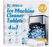 Ice Machine Cleaner Tablets Descaler (32 Pack) - Nickel-Safe Countertop Portable Commercial Ice Maker Cleaning - Remove Hard Water Buildup, Odor-Free, Crystal Clear Ice