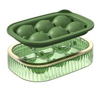 Ice Made of Flexible Food Safe Silicone 6 Cavity Round Ice Ball Maker for Premium Drinks Without Dilution (Green)