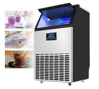 Ice Maker Commercial Stainless Steel Freestanding Machine 33 LBS Storage Bin 36/45/66 Ice Cubes in 10-15 Mins Under Counter Adjustable Thickness 55KG/24H Production