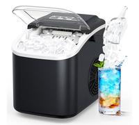 Ice Maker Countertop Ice Machine: 12KG/24H, 8 Bullet Ice Cube Ready in 6 Mins, Self-Cleaning Ice Machine with Basket and Scoop for Home, Kitchen, Party, RV (Black)
