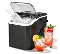 Ice Maker Countertop - Portable Ice Machine with 12kg Daily Output, 7-8 Min Cycle, Bullet Ice Cubes, Self-Cleaning Function - Small Ice Cube Maker for Home, Office, Camping, RV, Bar (Black)