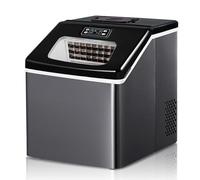 Ice Maker, Fast Ice Production in 12 Minutes, 24 Ice Trays, Anti-Fingerprint Stainless Steel, Automatic Cleaning, Ideal for Home, Kitchen, Office, Bar