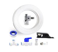 Ice Maker Fridge Water Filtration Refrigerator Installation Kit + Shut-Off T Valve 1/4” O.D Tube Quick Connect Kit, Water Line Splitter for Reverse Osmosis RO Systems & Water Filters. (33ft Tube)