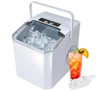 Ice Maker Machine, 14kg/24H Countertop Ice Cube Maker with Self-Cleaning, 2 Sizes Bullet Ice, Ice Full & Low Water Alerts, Quiet Ice Machine with Scoop & Basket, for Home Kitchen Office Bar (White)