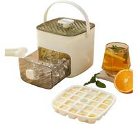 Ice Maker Machine Counter Top, Easy Press Ice Cube Maker, Release All Ice Cubes in One Second, 48 Ice Cube Tray Storage Box with Handle, Ice Tongs & Basket, Portable for Home/Office/Bar (White)