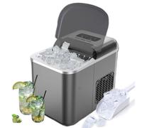 Ice Maker Machine, Countertop, 9 Ice Cubes in 6 Mins, 2 Sizes, Self-Cleaning, 10KG in 24Hrs, Portable, Black